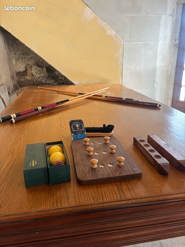 Billard français avec plateau transformable en table bois massif (image 3)
