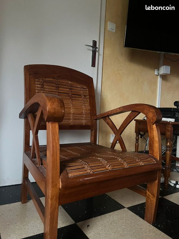 2 Fauteuils bois style indonésien (image 6)