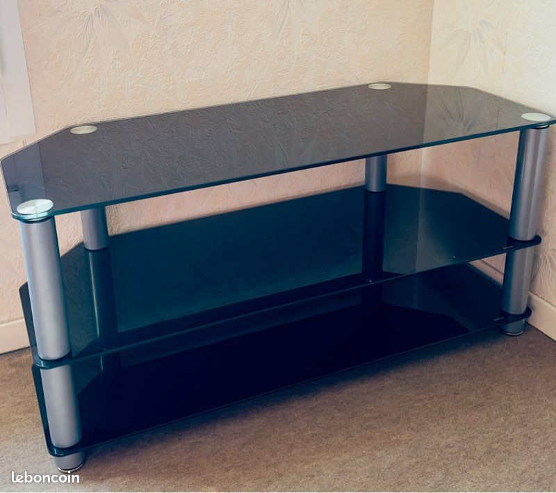 Meuble TV en verre trempé noir (image 1)