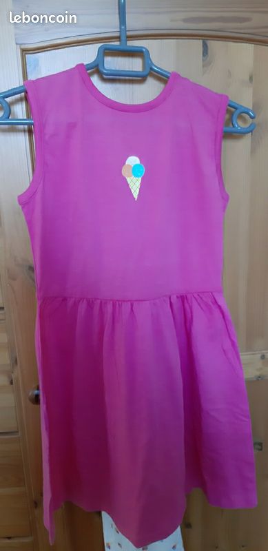 Robe Fille Magic Balloon 3T Sans Manches - Imprimé Rayé Saumon/or - 100% Coton - Neuf Avec étiquettes - Fabriqué Aux USA