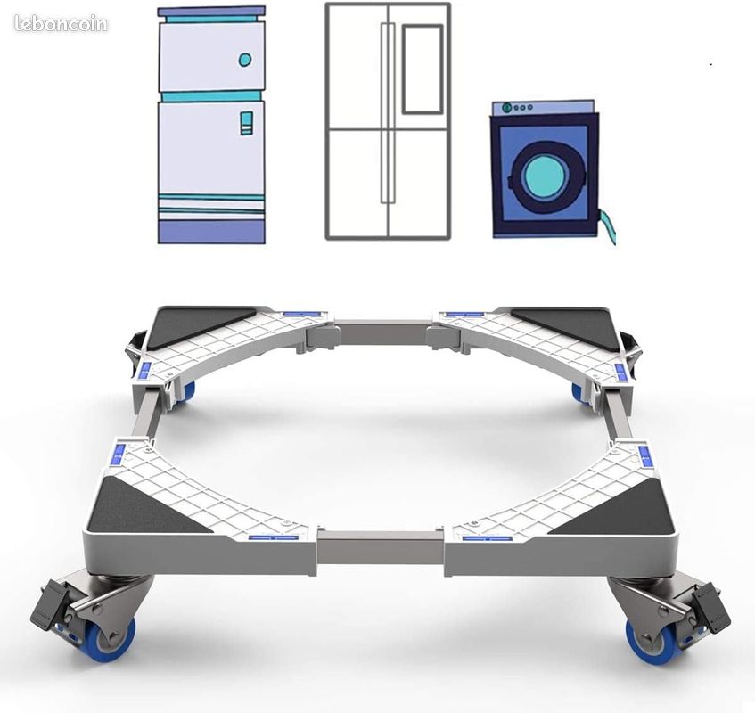 JEEWHEET Support de Machine à Laver, Base avec 4 Roues Pivotantes, Réglable Longueur 41-64cm, Charge 300 kg Anti Vibration Réduction du Bruit pour Réfrigérateur/Machine à Laver/Sèche-linge (image 1)