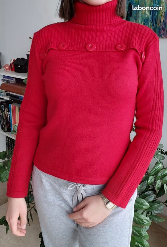 Pull col roulé vintage rouge taille 36-38 - danayel (image 3)