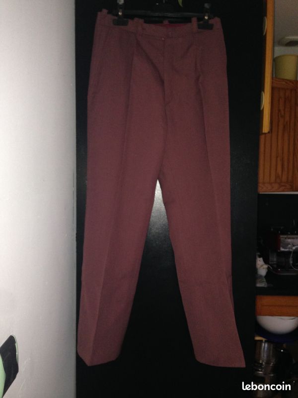 Pantalon vintage années 70 fait main prune (image 1)