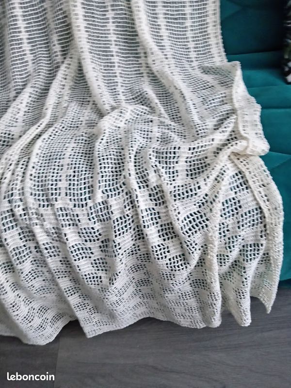 Rideau maille crochet fait main coton écru (image 9)