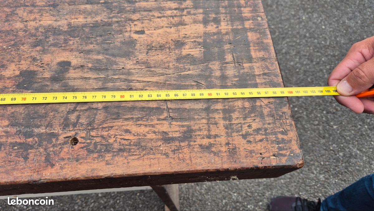 Petit établi ancien vintage en bois massif (image 7)