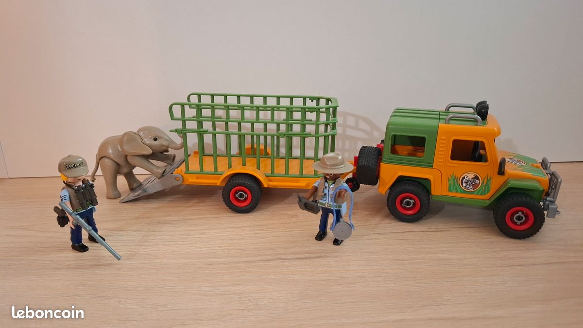 Playmobil 6937 Véhicule Avec Éléphanteau Et Soigneurs - Set Zoo Aventure