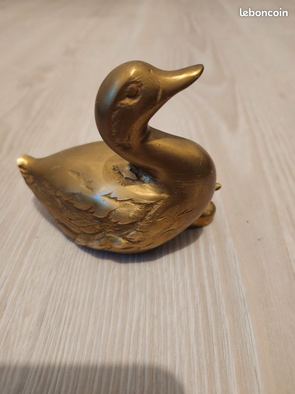Statuette Vintage Canard et Caneton en Laiton Massif (image 2)