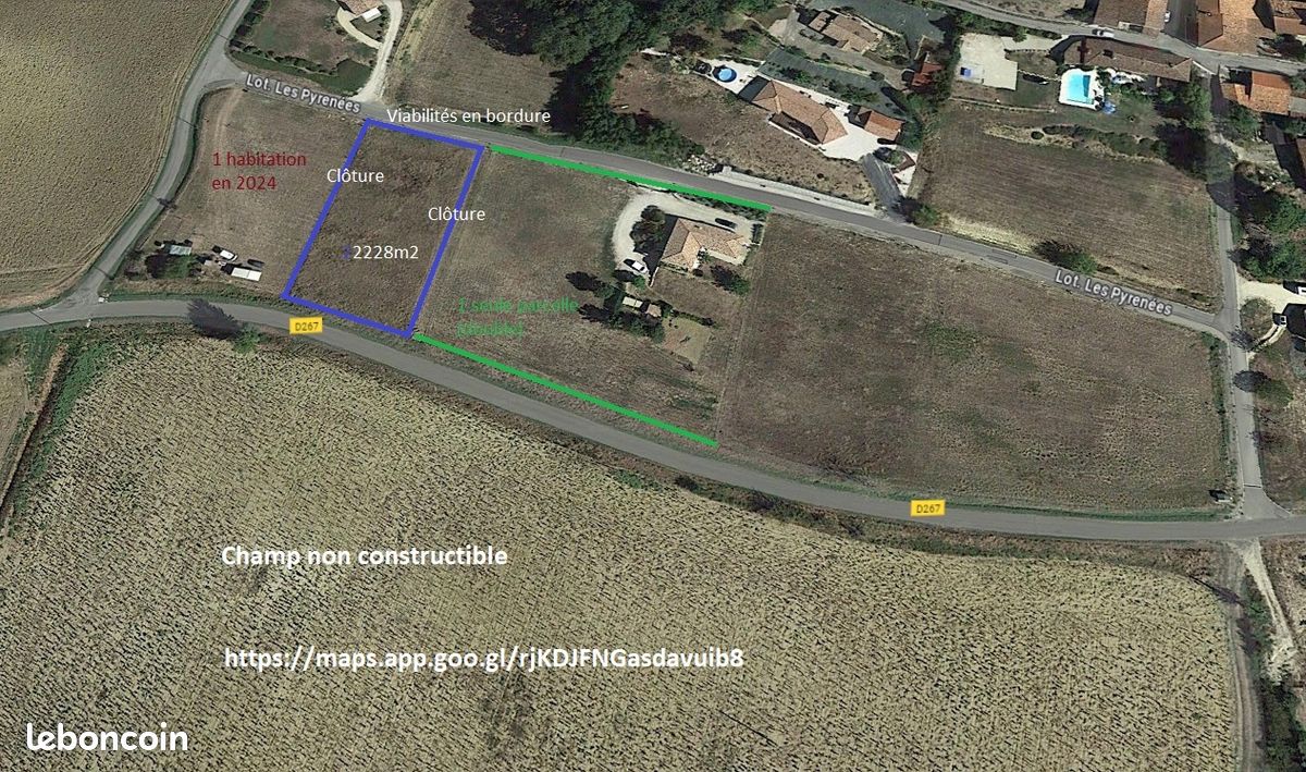 Terrain à bâtir 2228m2 GAZAUPOUY viabilisé expo SUD · 29 000 €