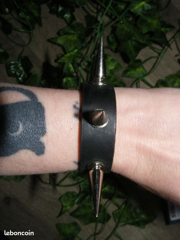 Bracelet Clou Punk, Bracelet Punk En Cuir Noir, Bracelet Clouté Punk