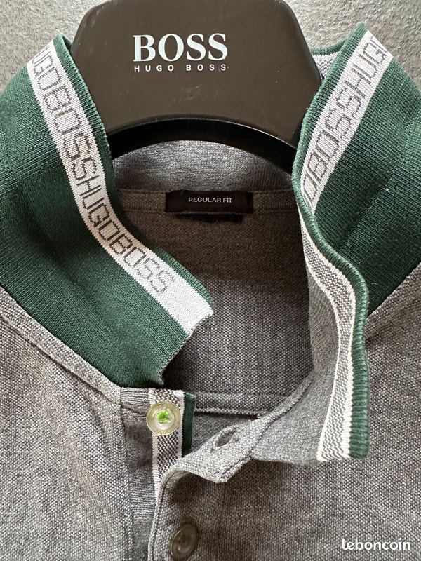 Polo Hugo Boss - Regular fit - XXL - Manches longues - Gris motifs vert (image 9)