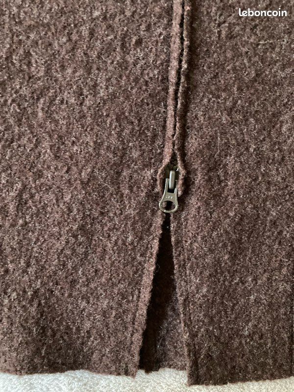 Veste En Laine Bouillie Marron Taille 38 Vintage - Occasion Très Bon État Parfait