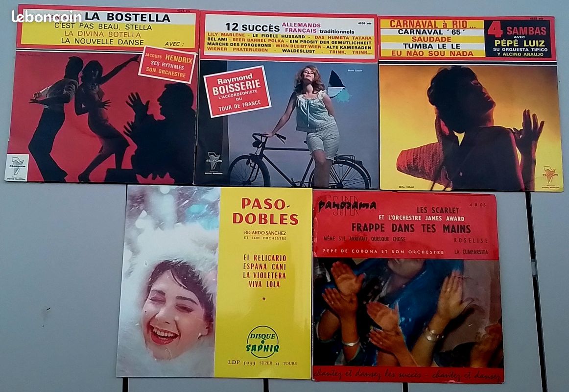 Lot de 5 disques vinyles 45 tours années 1960 (image 1)