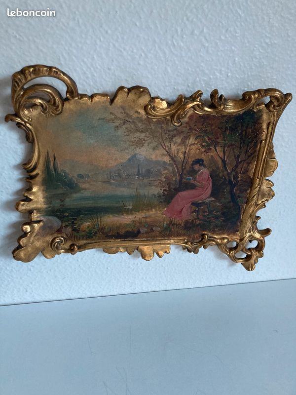 Tableau, peinture sur Céramique "Femme lisant au bord de l'eau" (image 5)