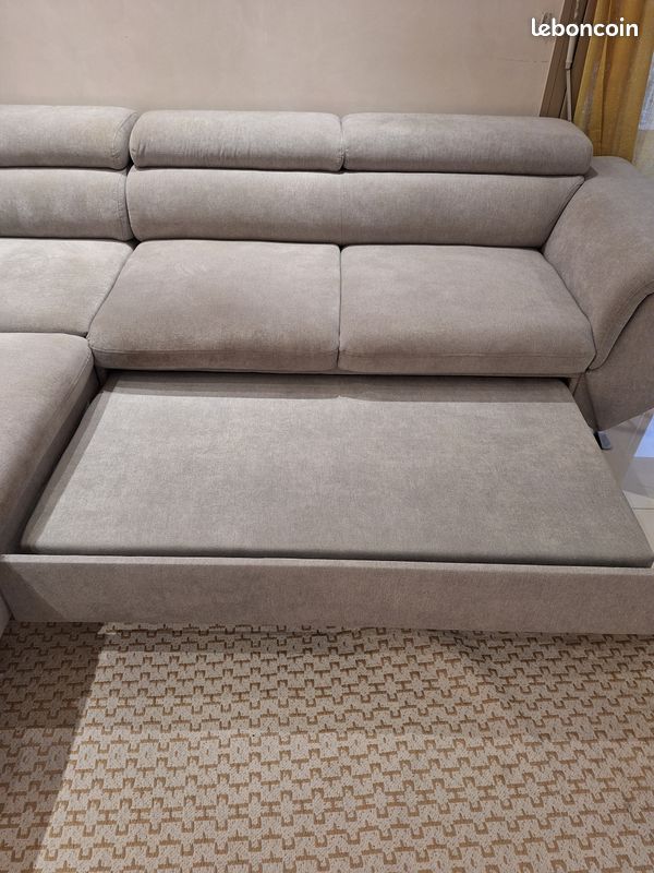 Grand canapé d angle gris clair convertible (image 3)