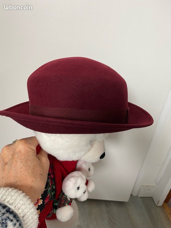 Chapeau en laine feutrée femme bordeaux (image 10)