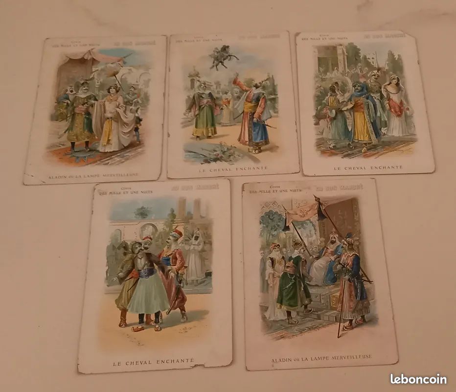 SÉRIE COMPLÈTE DE 4 chromos testu&massin anciennes: couple et enfant