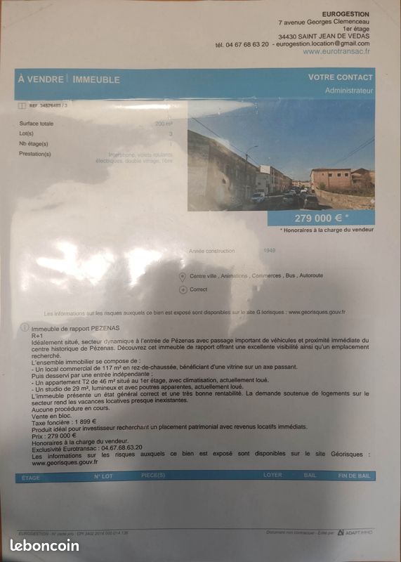 Immeuble 6 pièces 200 m² · à Pézenas · 200 m² · 279 000 €