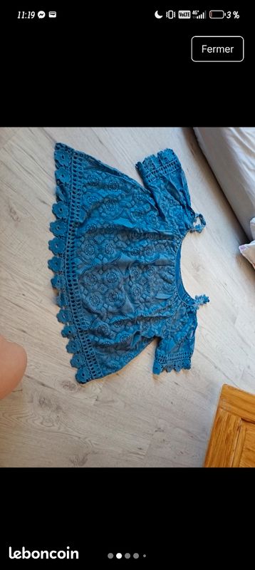 Haut blouse tee shirt 42 XL épaule dénudé fleurs (image 2)