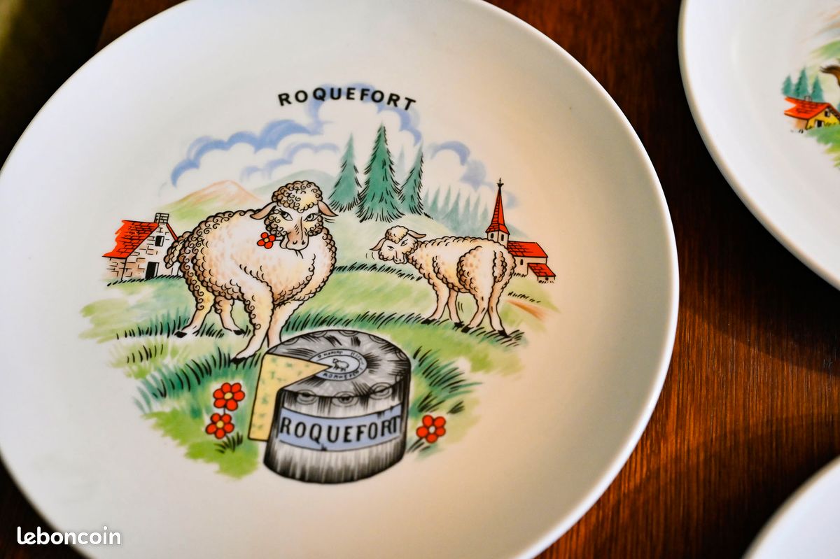 Lot De 5 Assiettes à Fromage Vintage - Porcelaine L'Atelier De La Cigogne (France)
