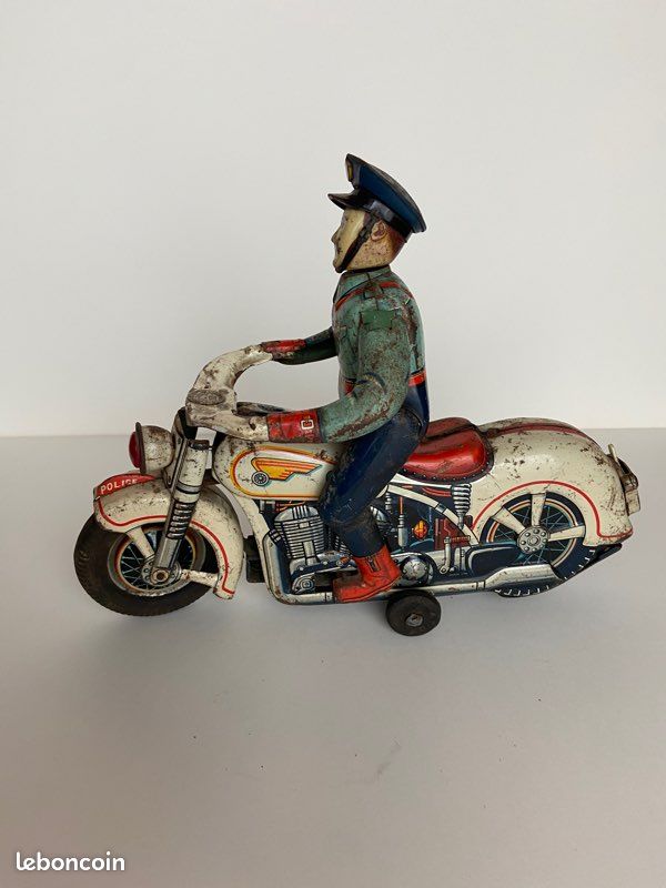 JOUET ANCIEN MODERN TOYS TM MASUDAYA JAPON MOTO POLICE SIRENE 29CM VERS 1960 JOUET ANCIEN MODERN TOYS TM MASUDAYA JAPON MOTO POLICE SIRENE 29CM VERS 1960