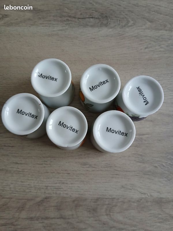 Lot de 6 coquetiers en céramique "Movilex" motif fruits(poires,raisin) (image 5)