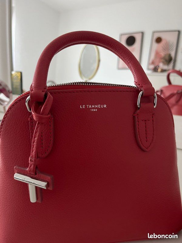 Le tanneur Petit sac à main Gisèle en cuir grainé rose rouge