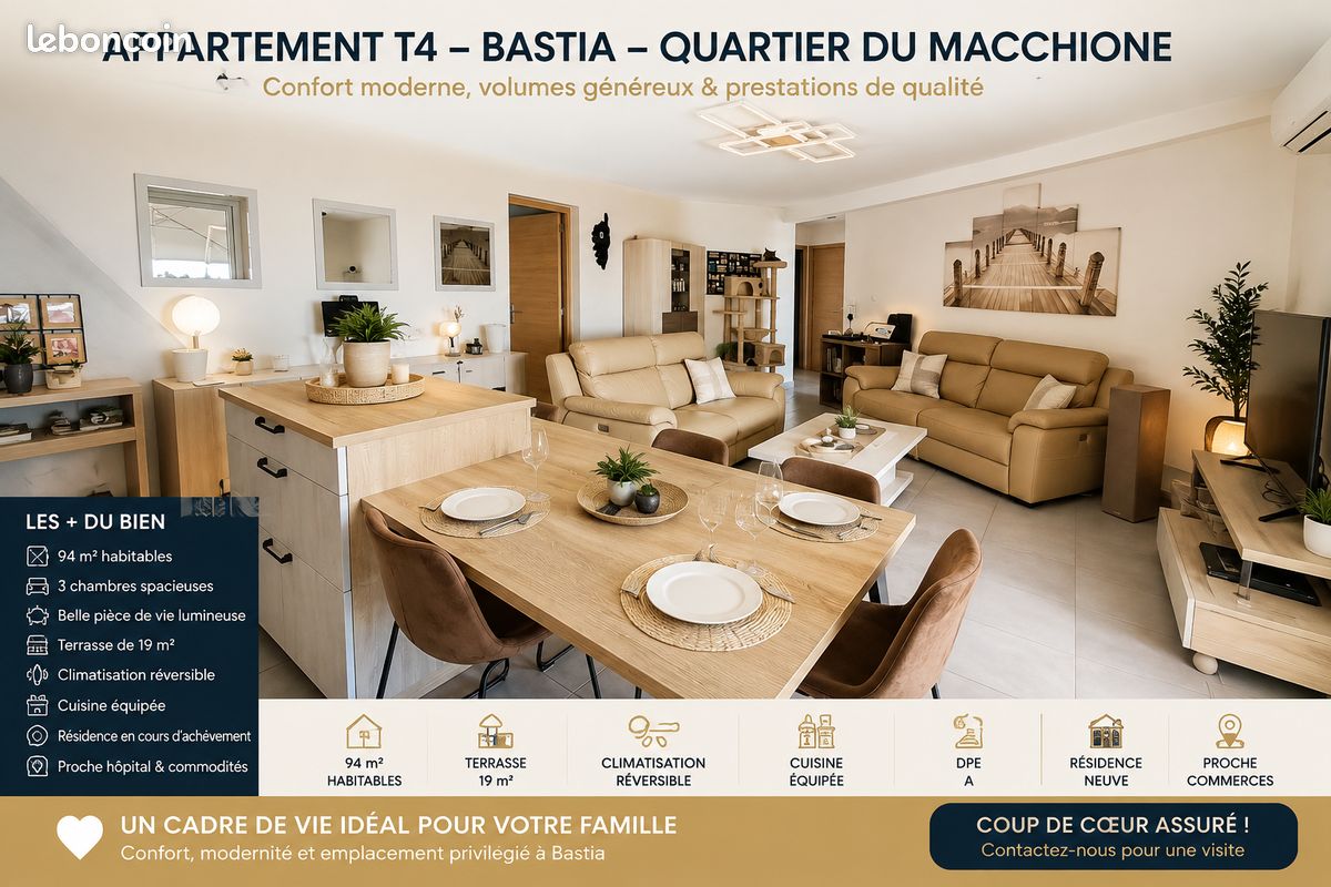 Appartement 4 pièces 92 m² · à Bastia · 92 m² · 295 000 €