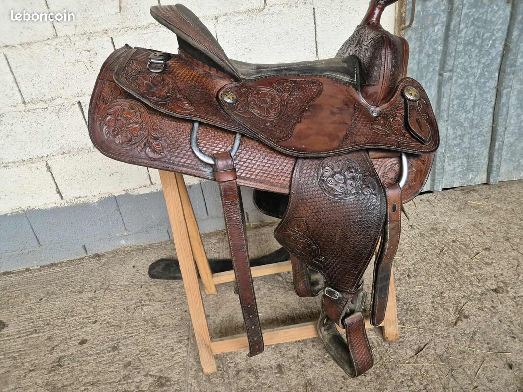 Lot De 10 Conchos (décorations) Pour Selle Western - Laiton Vieilli Gravé Fleurs - 43x43 Mm - Neuf