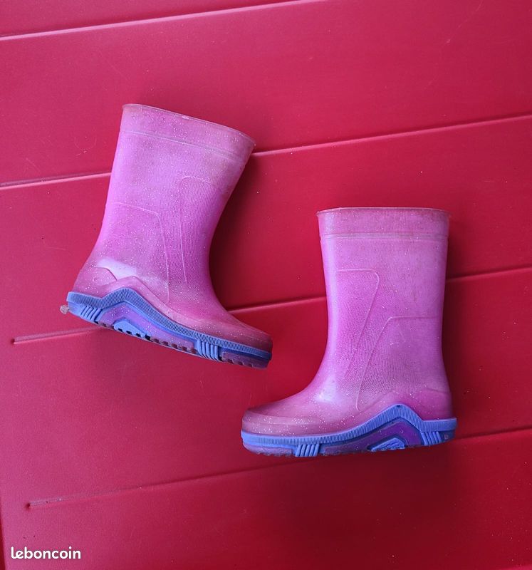 Bottes de pluie P24-25 rose pailleté (image 1)
