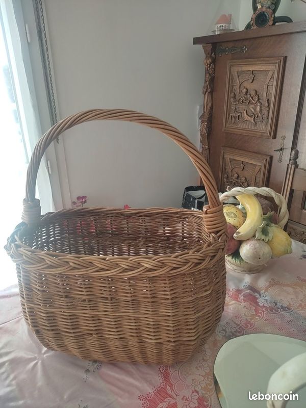 Kadax Grand Panier Osier Ovale Artisanale Main Brun (image 2)