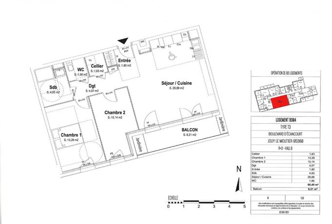 Appartement a louer jouy-le-moutier - 3 pièce(s) - 66 m2 - Surfyn