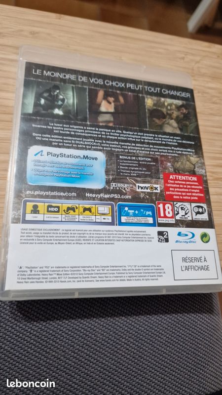 Heavy Rain Move Edition - Version PS3 PAL Promo - Jeu D'action-aventure Complet