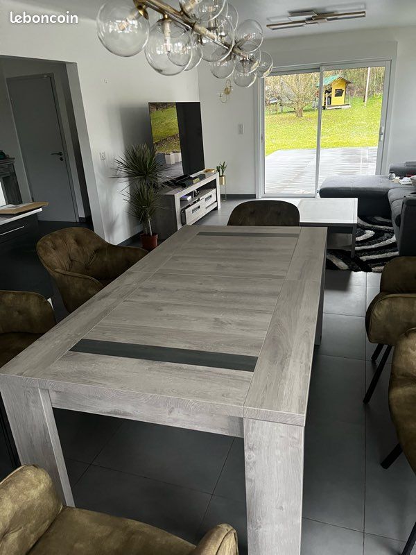 Table salle à manger en chênes gris BOSTON (image 1)