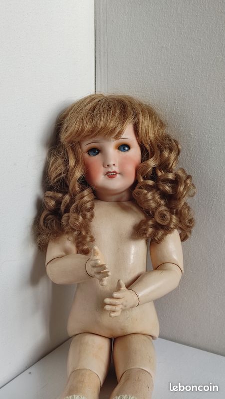 Poupée Ancienne Composition 40cm – Cheveux Naturels – France – Années 1970 – Bon état