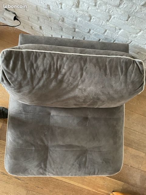 Magnifiques Fauteuil gris (X 2) Vintage en micro-fibres (image 3)