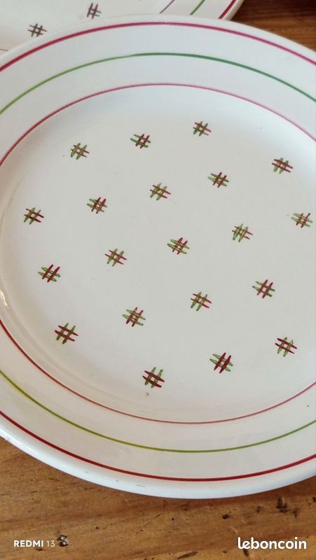 Lot 6 Assiettes à Dessert + 2 Tasses Lunéville Décor Flan Impérial - Vintage 1920