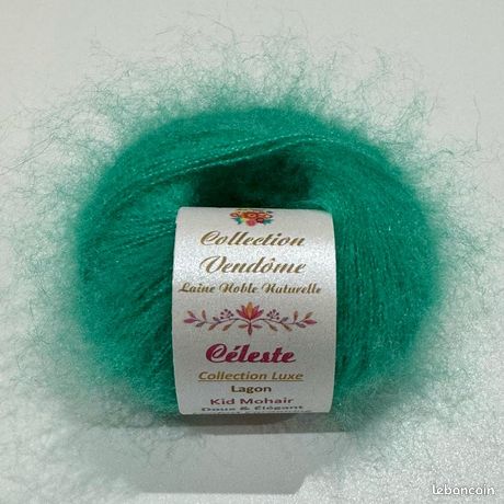 Lot De 5 Pelotes Laine Fantaisie Verte Kaki - Polyamide - Aiguille 3,5 - Neuf