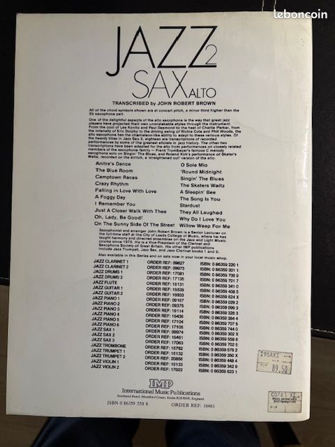 Jazz Sax 2 - Alto Saxophone - édition en Anglais de John Robert Brown (image 2)