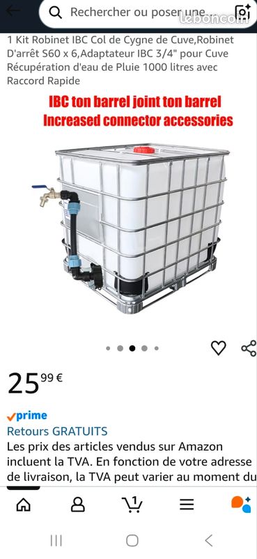 Robinet à Col De Cygne IBC 3/4" – Robinet Étanché Alliage Zinc Pour Réservoir IBC, Adaptateur S60, Idéal Eau De Pluie & Jardin