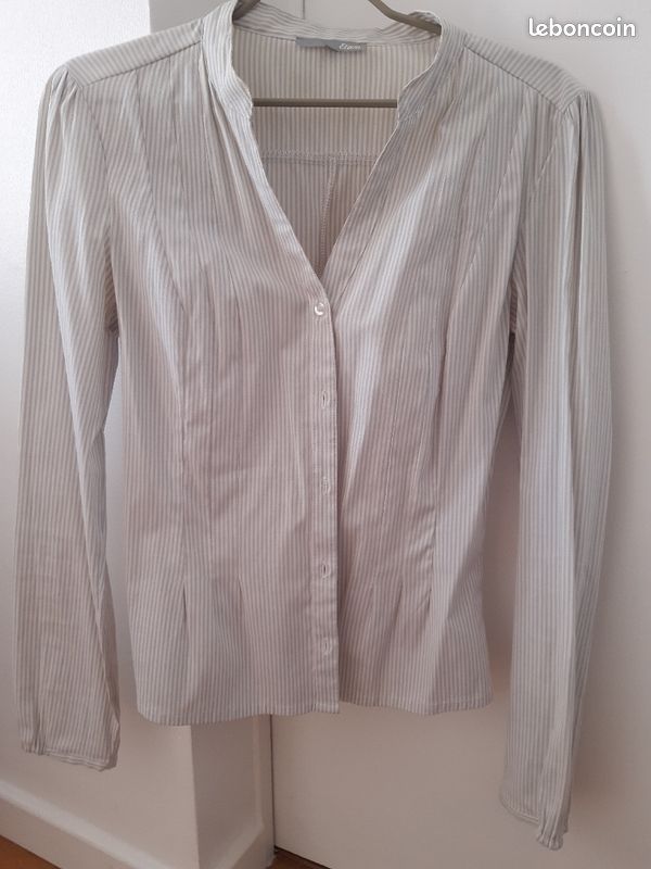 Chemise etam rayée grise et blanche (image 1)