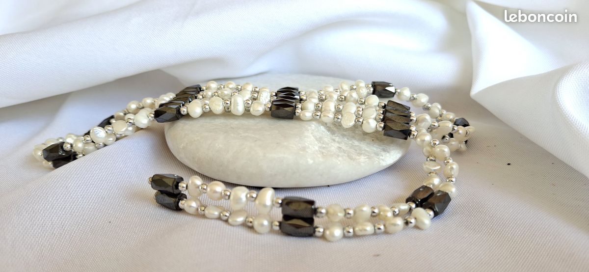 Parure/Bijou modulable 4-en-1 perles de culture & hématite magnétique (2 éléments) (image 7)