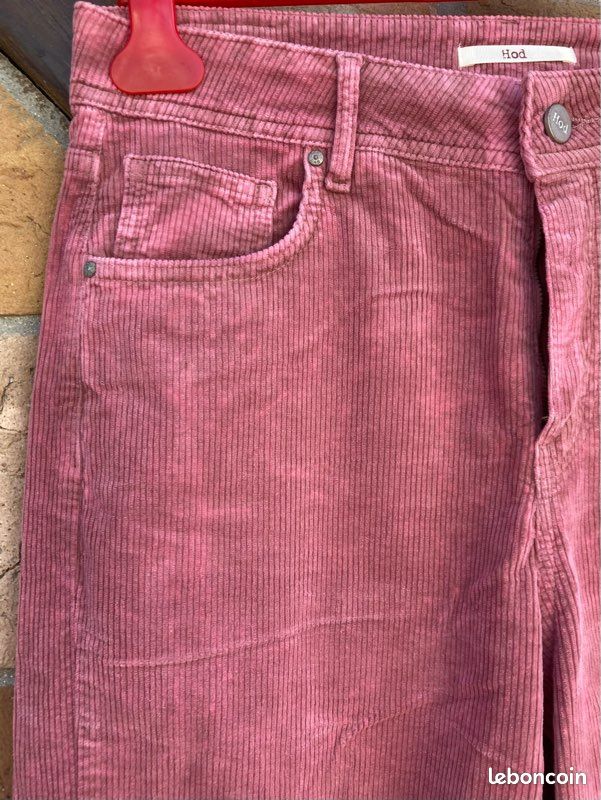Pantalon à la coupe décontracté, en velours côtelé, vieux rose côtelé, Hod Paris, 27 US = 37 FR grand (image 6)
