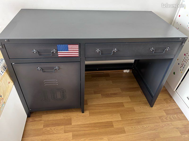 Bureau noir en métal complet avec chaise et caisson maison du monde (image 2)