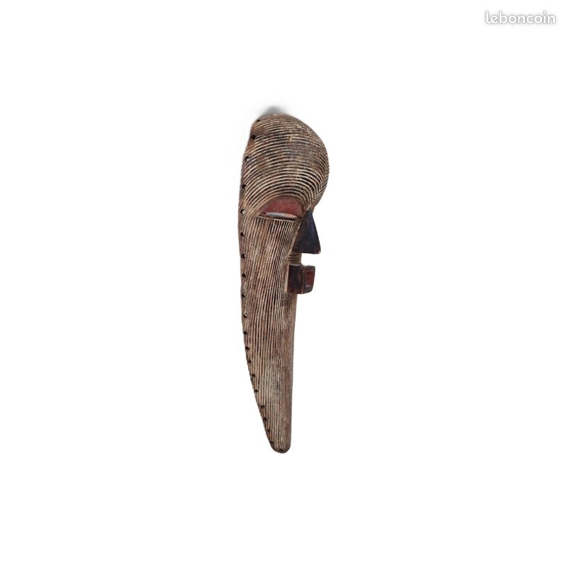 Long masque africain Songye Kifwebe H 66 cm RDC Congo art Africain Art tribal Ethnique Masque vintage en bois fabriqué à la main Sculpture africaine (image 5)