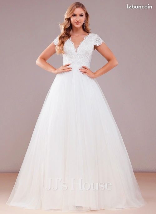 Neuve étiquetée - Robe de mariée princesse tulle dentelle serena blanc 38 (image 1)
