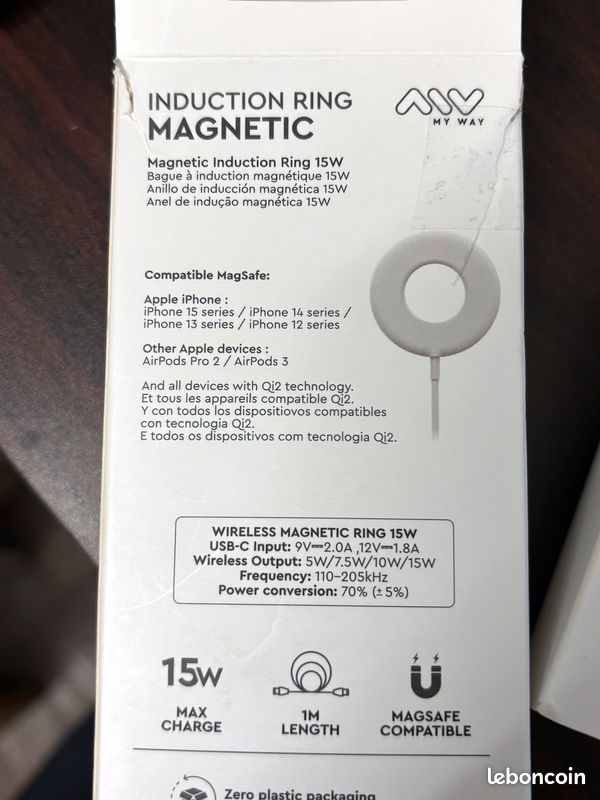 Chargeur Induction Rapide Compatible MagSafe, 15W Magnétique Sans