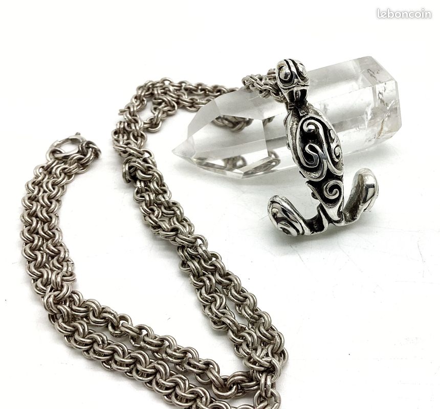 Collier avec pendentif ethnique tribal maori Hawaï métal argenté mixte tortue requin marteau chaîne incluse (image 6)