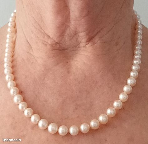 Collier Lancôme En Perles De Culture Grenat - Fermoir Or Tête, Occasion élégant