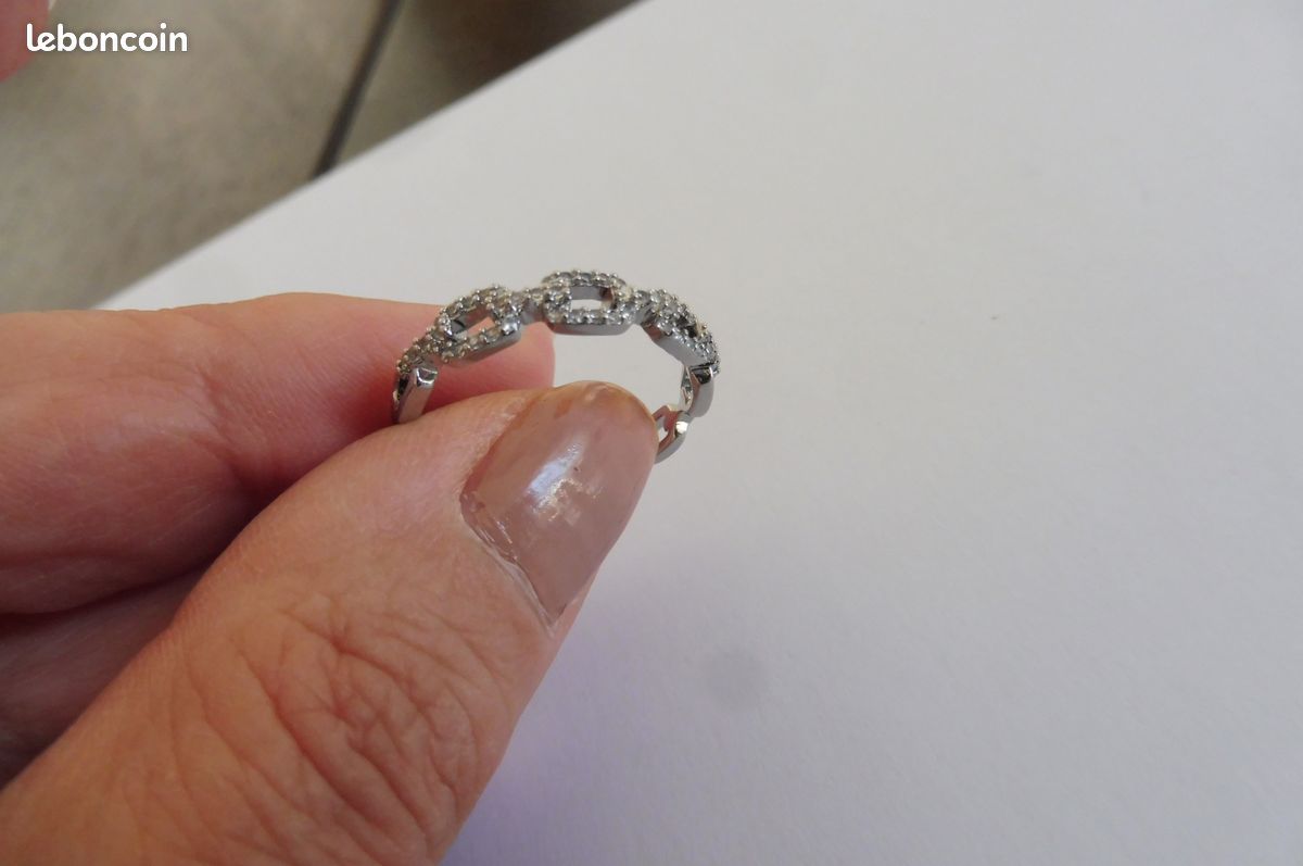 Bague Ancienne En Argent Massif 925 - Taille 54, Style Alliance Simple Art Déco - Occasion