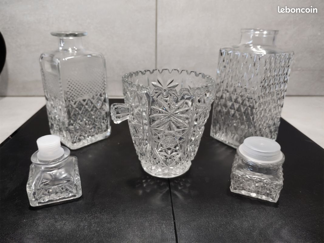 Ensemble whisky vintage – 2 carafes et seau à glace façon cristal (image 1)